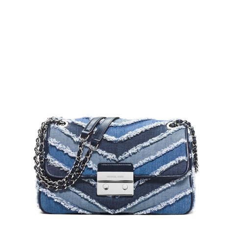 michael kors sloan large denim|Michael Kors Sloan Denim Exterior Large Bags & Handbags for .